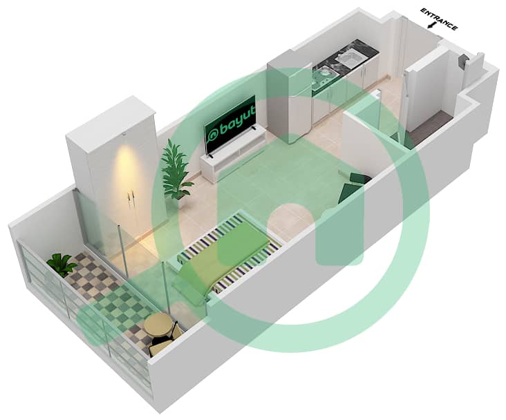 Azizi Riviera 14 - Studio Apartment Type/unit 9/10 FLOOR 2-7 Floor plan Floor 2-7 interactive3D
