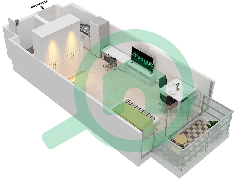 Азизи Ривьера 14 - Апартамент Студия планировка Тип/мера 9/11 FLOOR 2-7 Floor 2-7 interactive3D