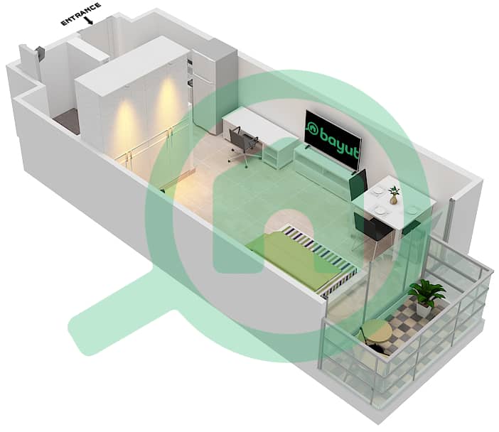 Azizi Riviera 14 - Studio Apartment Type/unit 9/13 FLOOR 2-7 Floor plan Floor 2-7 interactive3D