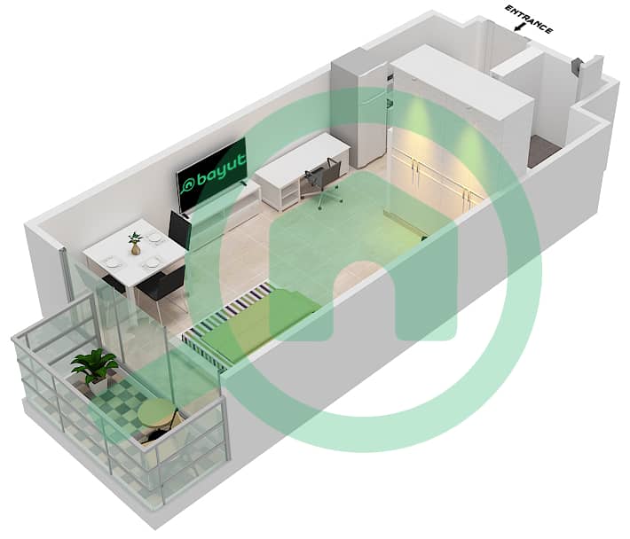 Azizi Riviera 14 - Studio Apartment Type/unit 9/14 FLOOR 2-7 Floor plan Floor 2-7 interactive3D