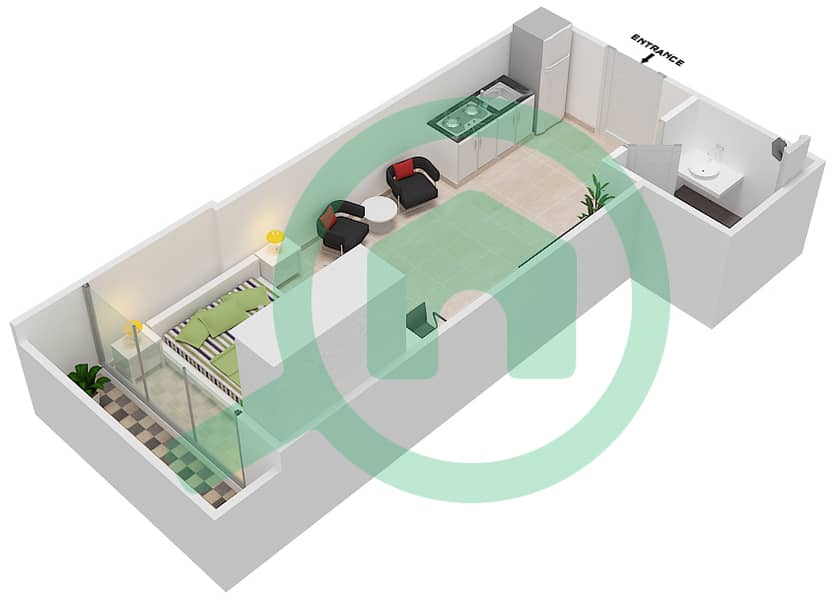 Azizi Riviera 14 - Studio Apartment Type/unit 9/16 FLOOR 2-7 Floor plan Floor 2-7 interactive3D