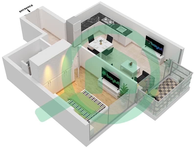 Azizi Riviera 14 - 1 Bedroom Apartment Type/unit 9/19 FLOOR 2-7 Floor plan Floor 2-7 interactive3D