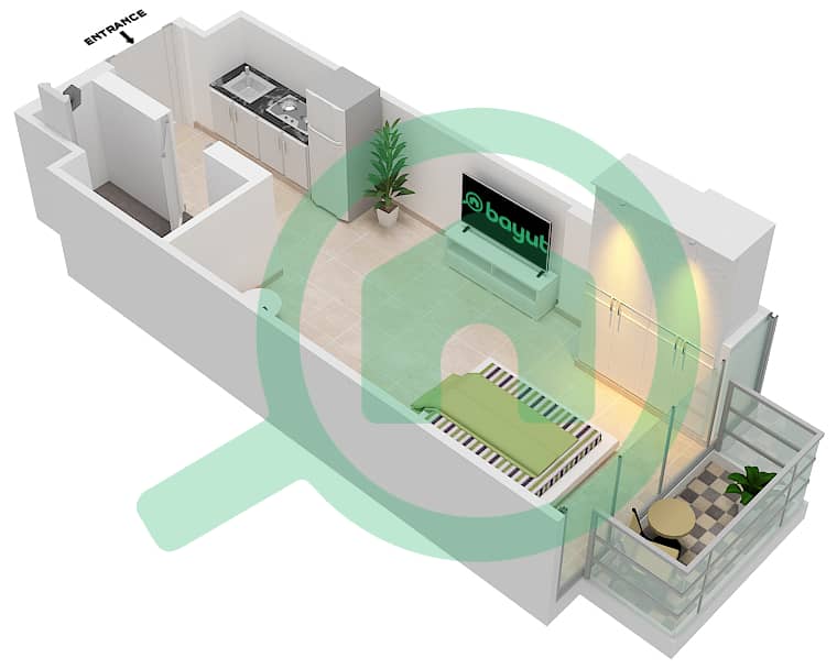 Азизи Ривьера 14 - Апартамент Студия планировка Тип/мера 9/22 FLOOR 2-5 Floor 2-5 interactive3D