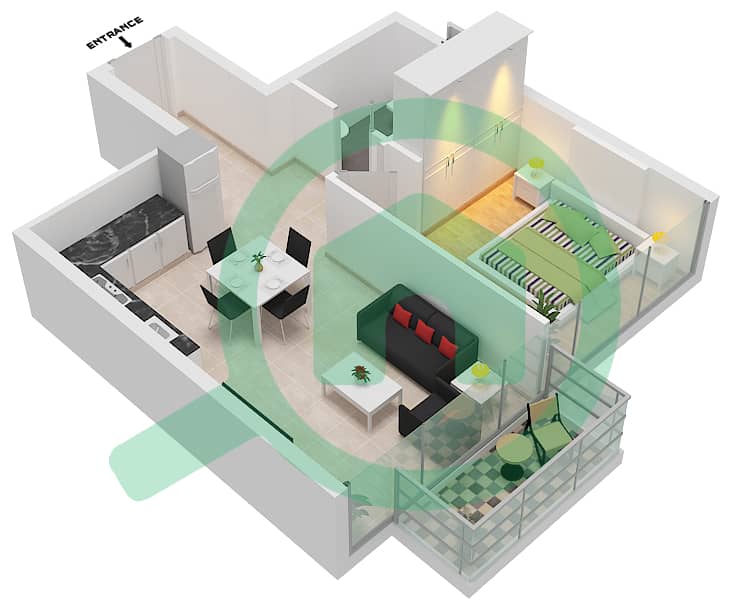 Azizi Riviera 14 - 1 Bedroom Apartment Type/unit 9/29 FLOOR 2-5 Floor plan Floor 2-5 interactive3D