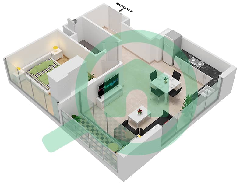 Azizi Riviera 14 - 1 Bedroom Apartment Type/unit 9/1 FLOOR 6-7 Floor plan Floor 6-7 interactive3D