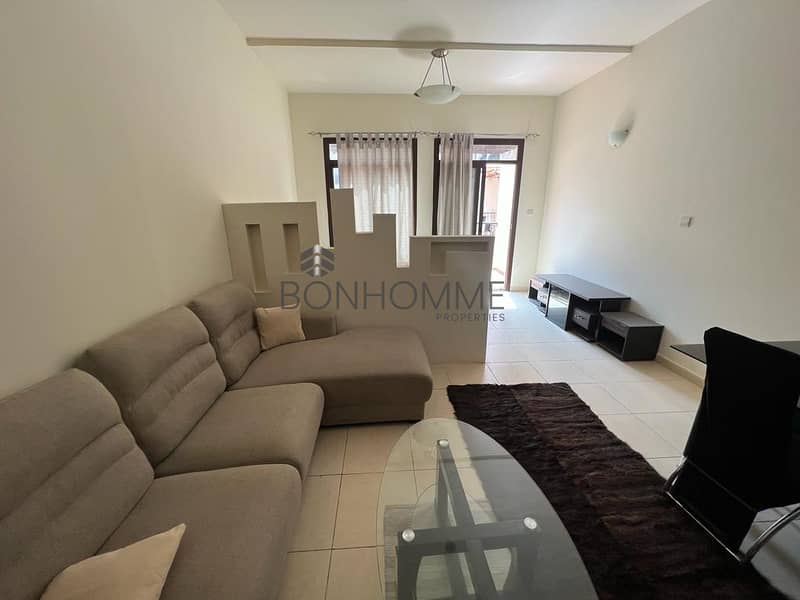 Fully Furnished studio with balcony/ Beautiful Interiors/ Pool View