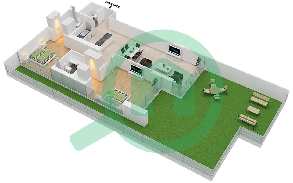 Азизи Алия Резиденс - Апартамент 1 Спальня планировка Единица измерения 27 FLOOR 1 Floor 1 interactive3D