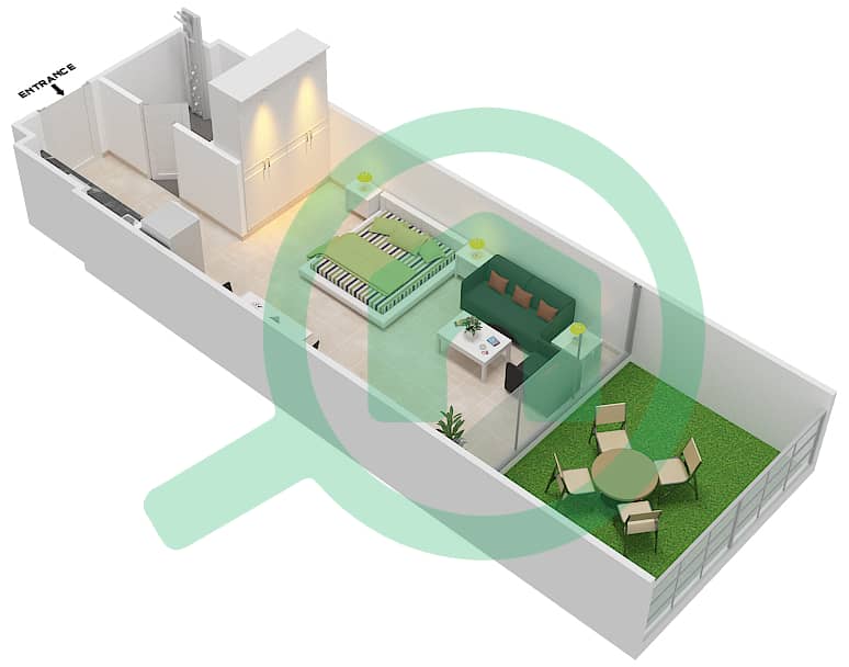 Azizi Aliyah Residence - Studio Apartment Unit 30 FLOOR 1 Floor plan Floor 1 interactive3D