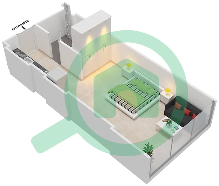 Азизи Алия Резиденс - Апартамент Студия планировка Единица измерения 11 FLOOR 2 Floor 2 interactive3D