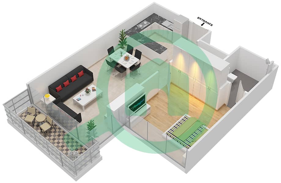 Azizi Aliyah Residence - 1 Bedroom Apartment Unit 24 FLOOR 2,4 Floor plan Floor 2,4 interactive3D