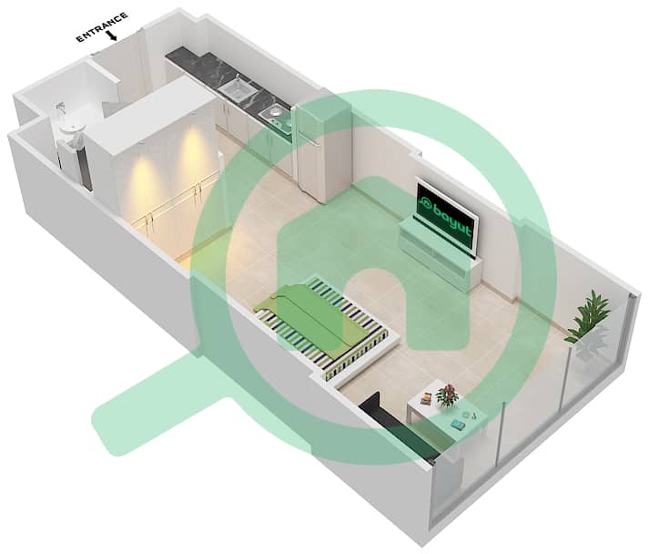 Азизи Алия Резиденс - Апартамент Студия планировка Единица измерения 6 FLOOR 3 Floor 3 interactive3D
