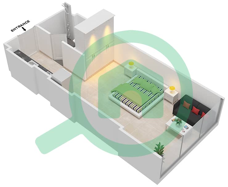 Азизи Алия Резиденс - Апартамент Студия планировка Единица измерения 11 FLOOR 3 Floor 3 interactive3D