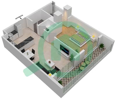 المخططات الطابقية لتصميم الوحدة 5-FLOOR 1-6 شقة 1 غرفة نوم - برايم جاردنز بريسكوت