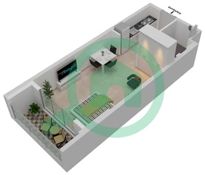 Prime Gardens by Prescott - Studio Apartment Unit 16-FLOOR 1 Floor plan