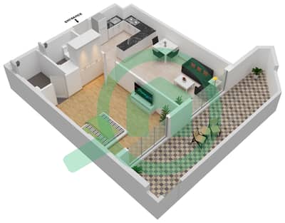 المخططات الطابقية لتصميم الوحدة 20-FLOOR 1 شقة 1 غرفة نوم - برايم جاردنز بريسكوت