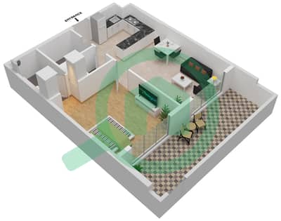 المخططات الطابقية لتصميم الوحدة 22-FLOOR 1 شقة 1 غرفة نوم - برايم جاردنز بريسكوت