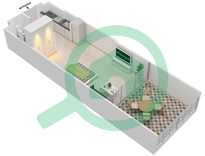 阿齐兹阿利耶公寓 - 单身公寓单位3 FLOOR 2戶型图 Floor 2 interactive3D