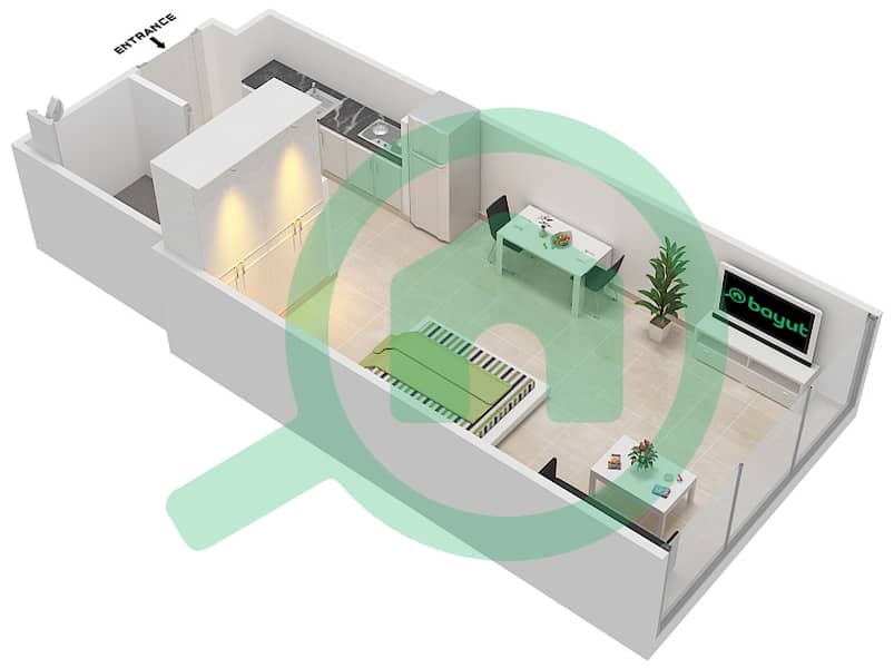 Азизи Алия Резиденс - Апартамент Студия планировка Единица измерения 20 FLOOR 3 Floor 3 interactive3D