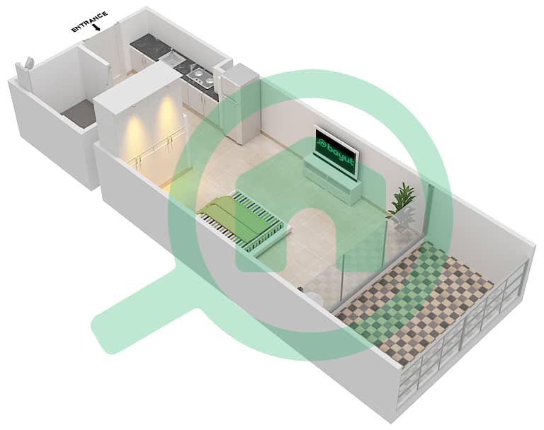 المخططات الطابقية لتصميم الوحدة 3 FLOOR 3-5 شقة استوديو - علياء ريزيدنس Floor 3-5 interactive3D