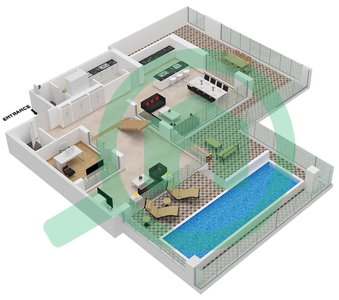 المخططات الطابقية لتصميم النموذج / الوحدة B/2 DUPLEX فیلا 3 غرف نوم - سيكس سينسيز ريزيدنس interactive3D