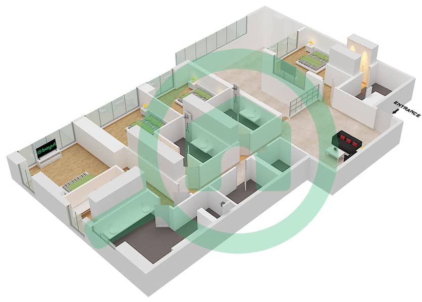 المخططات الطابقية لتصميم النموذج / الوحدة C/5 DUPLEX فیلا 4 غرف نوم - سيكس سينسيز ريزيدنس interactive3D