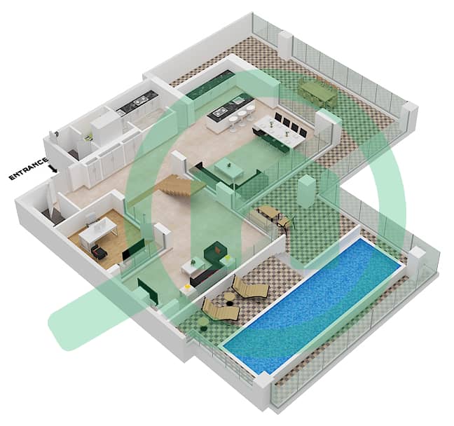 المخططات الطابقية لتصميم النموذج / الوحدة C/6 DUPLEX فیلا 4 غرف نوم - سيكس سينسيز ريزيدنس interactive3D