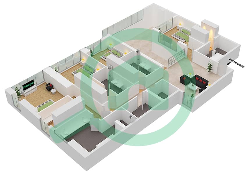 Сикс Сенсес Резиденсес - Вилла 4 Cпальни планировка Тип/мера C/6 DUPLEX interactive3D