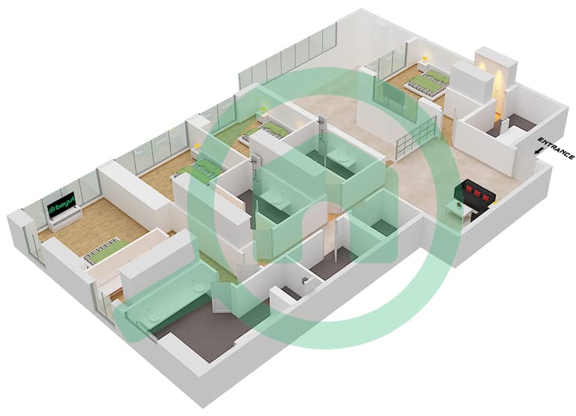 المخططات الطابقية لتصميم النموذج / الوحدة C/8  DUPLEX فیلا 4 غرف نوم - سيكس سينسيز ريزيدنس interactive3D