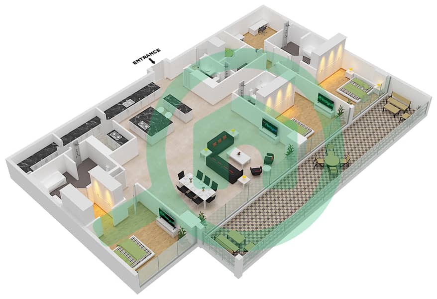 Six Senses Residences - 3 Bedroom Penthouse Type/unit B1/2 FLOOR 1 Floor plan interactive3D