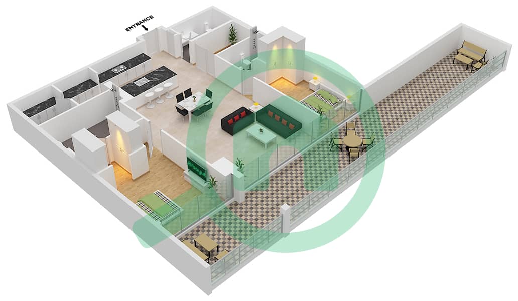Six Senses Residences - 2 Bedroom Penthouse Type/unit A1/4 FLOOR 1,7 Floor plan interactive3D