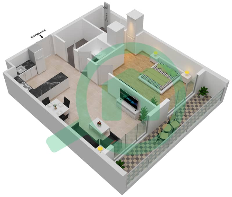 Prime Gardens by Prescott - 1 Bedroom Apartment Unit 5-FLOOR 1-6 Floor plan Floor 1-6 interactive3D