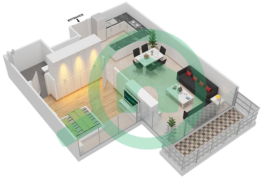 Azizi Aliyah Residence - 1 Bedroom Apartment Unit 24  FLOOR 3,5 Floor plan Floor 3,5 interactive3D