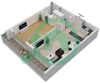 المخططات الطابقية لتصميم الوحدة 19-FLOOR 2-5 شقة 1 غرفة نوم - برايم جاردنز بريسكوت