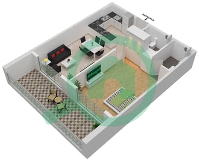 المخططات الطابقية لتصميم الوحدة 9-FLOOR 6 شقة 1 غرفة نوم - برايم جاردنز بريسكوت