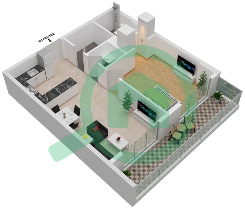 Prime Gardens by Prescott - 1 Bedroom Apartment Unit 20FLOOR 2-5 Floor plan Floor 2-5 interactive3D