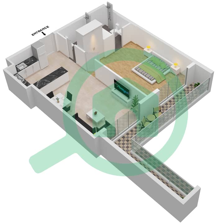 Prime Gardens by Prescott - 1 Bedroom Apartment Unit 24-FLOOR 2-5 Floor plan Floor 2-5 interactive3D