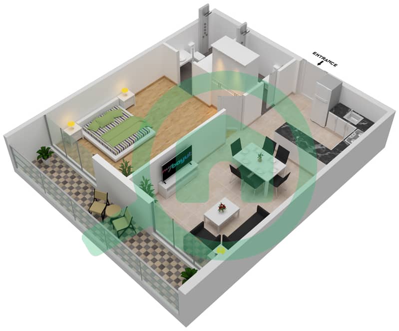 Прайм Гарденс от Прескотт - Апартамент 1 Спальня планировка Единица измерения 8-FLOOR 6 Floor 6 interactive3D