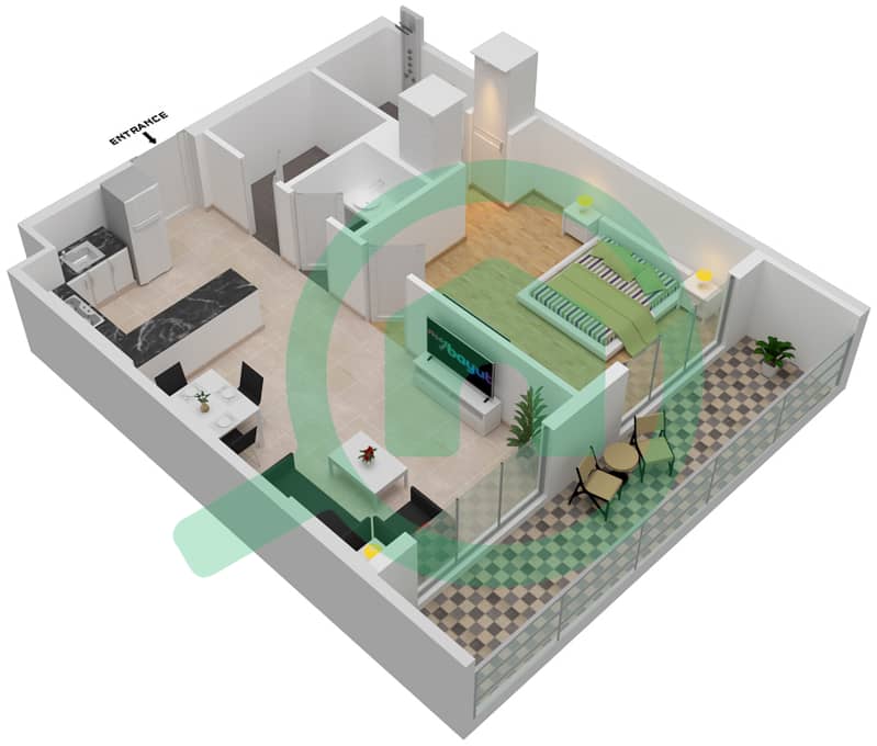 Prime Gardens by Prescott - 1 Bedroom Apartment Unit 20-FLOOR 6 Floor plan interactive3D