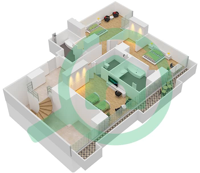 Da Vinci Tower - 3 Bedroom Apartment Type 2 FLOOR 1-2 Floor plan Floor 1 Lower Level interactive3D