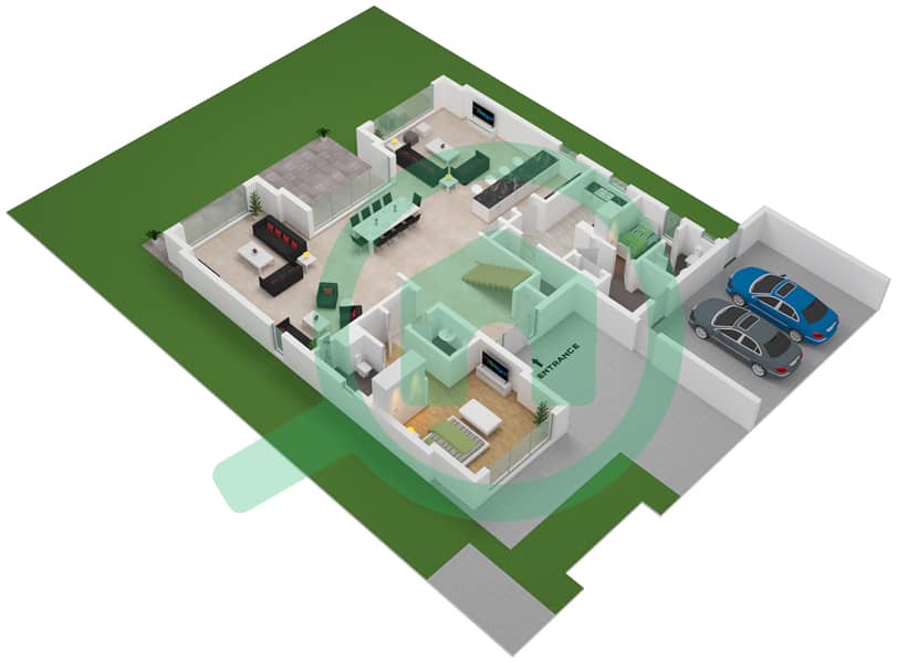 高尔夫广场2号 - 5 卧室别墅类型D2 CONTEMPORARY戶型图 Ground Floor interactive3D