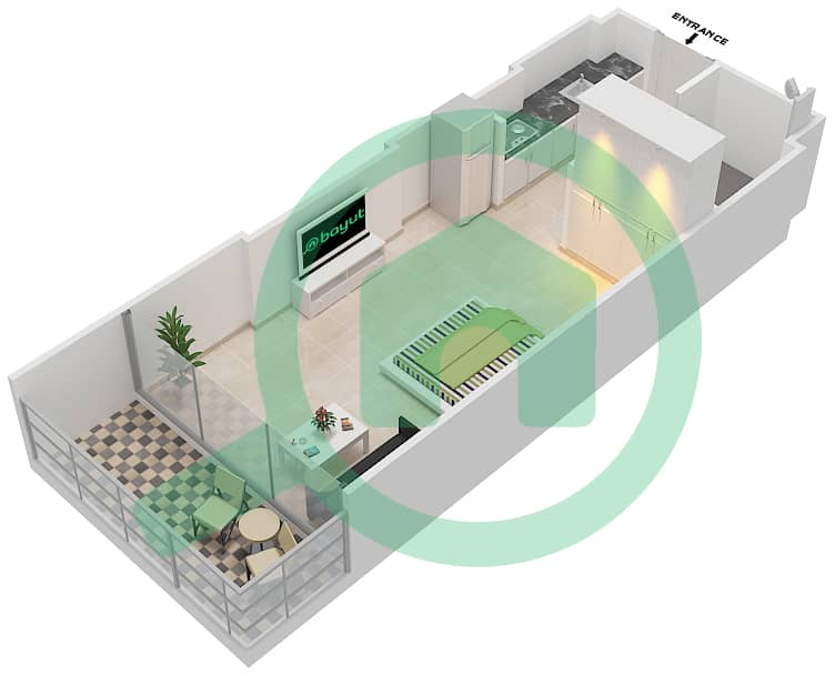 Азизи Алия Резиденс - Апартамент Студия планировка Единица измерения 11 FLOOR 4-5 Floor 4-5 interactive3D