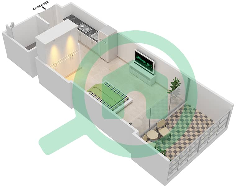 Азизи Алия Резиденс - Апартамент Студия планировка Единица измерения 17 FLOOR 4 Floor 4 interactive3D