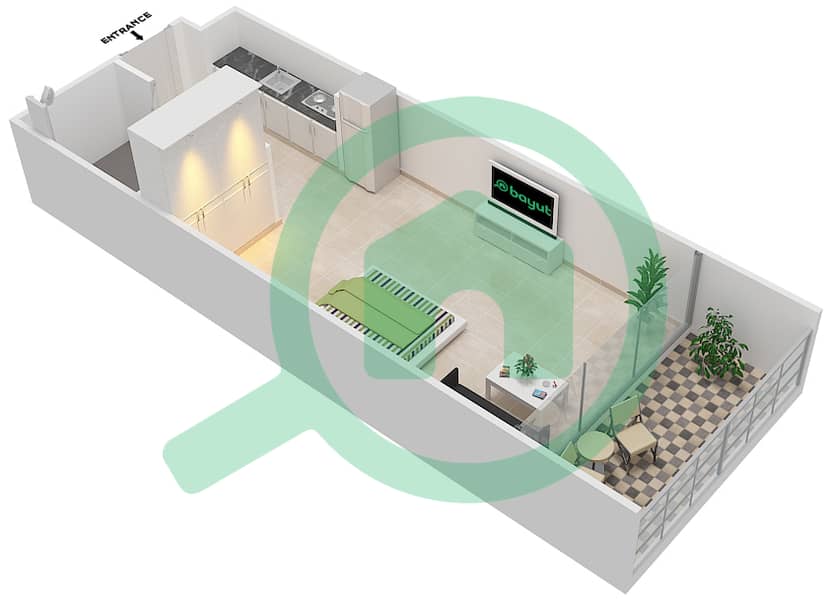 Azizi Aliyah Residence - Studio Apartment Unit 29 FLOOR 4 Floor plan Floor 4 interactive3D