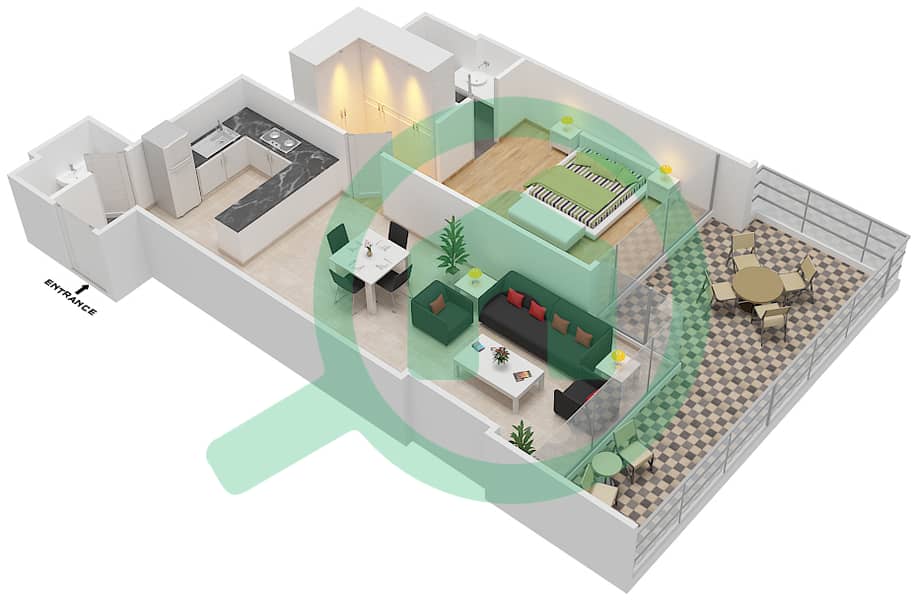 Азизи Алия Резиденс - Апартамент 1 Спальня планировка Единица измерения 30 FLOOR 4 Floor 4 interactive3D