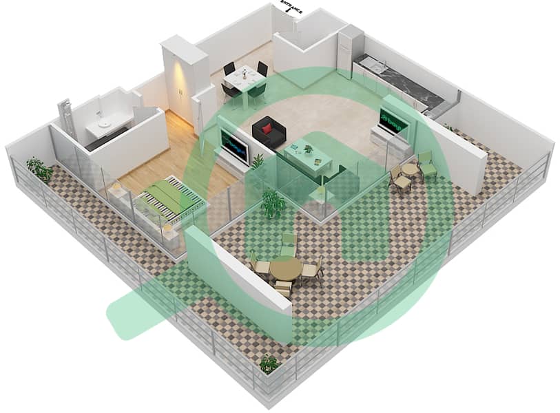 Азизи Алия Резиденс - Апартамент 1 Спальня планировка Единица измерения 16 FLOOR 5 Floor 5 interactive3D