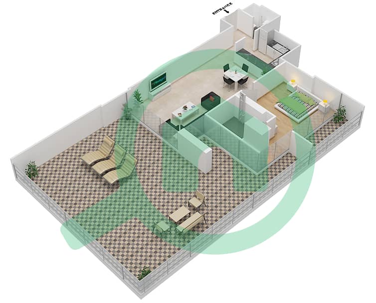 Azizi Aliyah Residence - 1 Bedroom Apartment Unit 2 FLOOR 6 Floor plan Floor 6 interactive3D