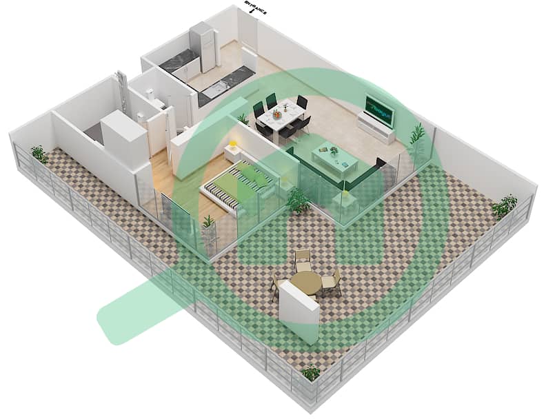 Азизи Алия Резиденс - Апартамент 1 Спальня планировка Единица измерения 10  FLOOR 6 Floor 6 interactive3D