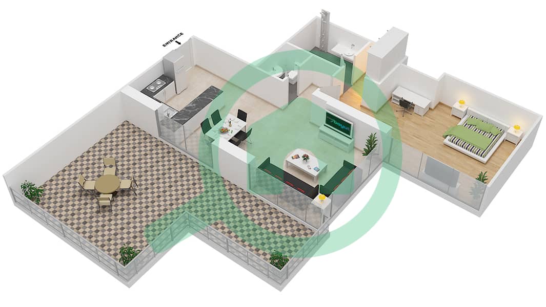 Азизи Алия Резиденс - Апартамент 1 Спальня планировка Единица измерения 9 FLOOR 9 Floor 9 interactive3D