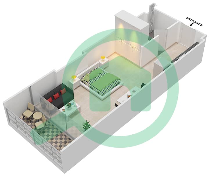 Азизи Алия Резиденс - Апартамент Студия планировка Единица измерения 14 FLOOR 9 Floor 9 interactive3D