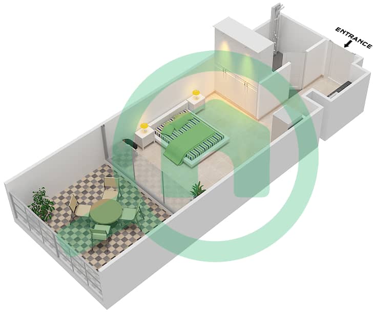 Азизи Алия Резиденс - Апартамент Студия планировка Единица измерения 19 FLOOR 9 Floor 9 interactive3D